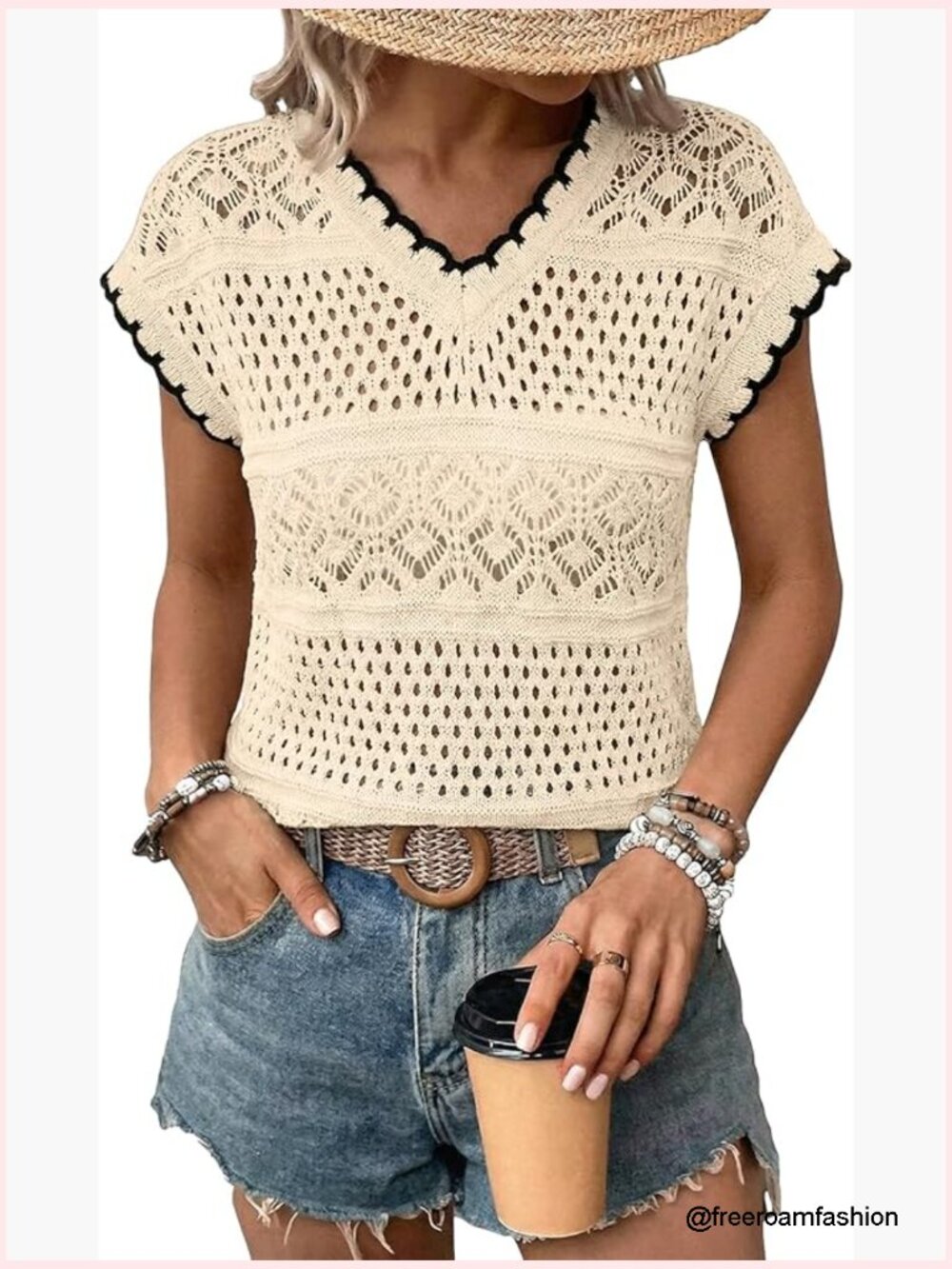 Hollow Out Crochet Sweater Vest Sleeveless Cover Up Beach Vacation Tank Top
